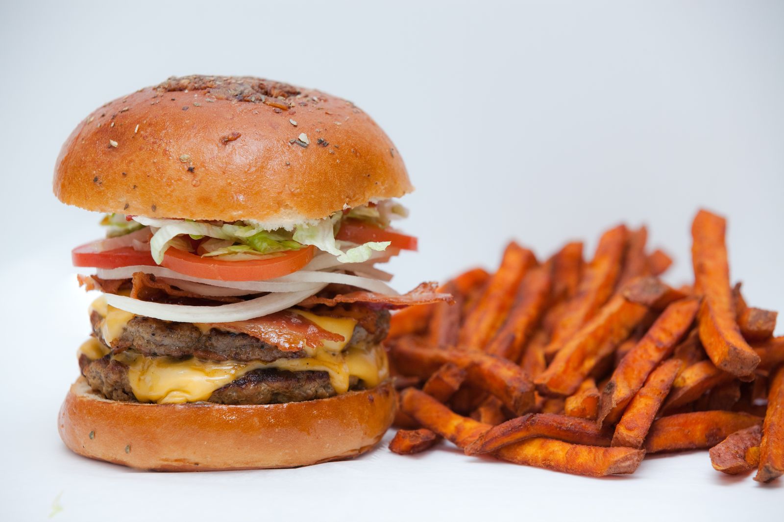 Burger and fries. Morale Visual food photography