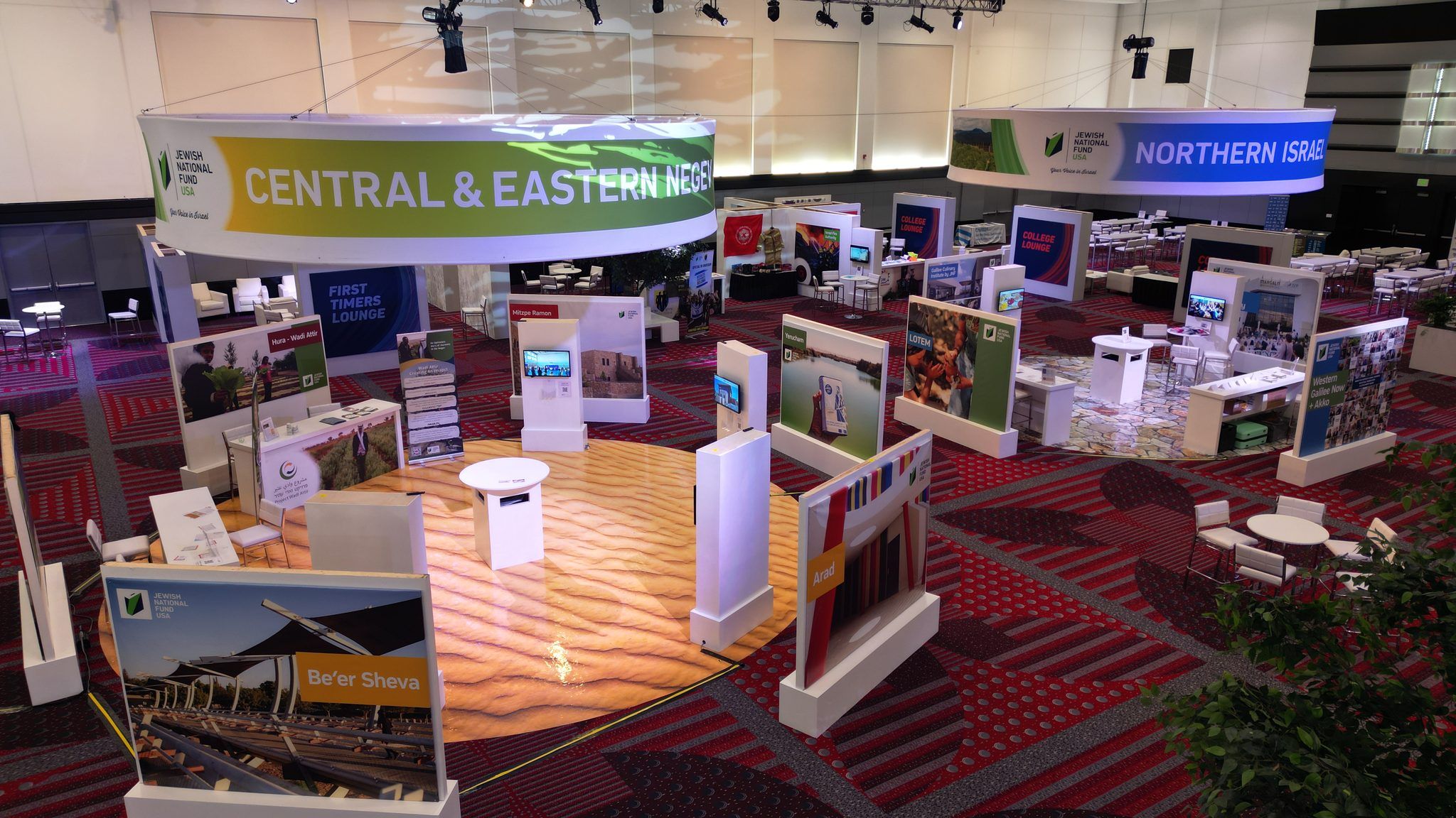 Wide view of a trade show floor